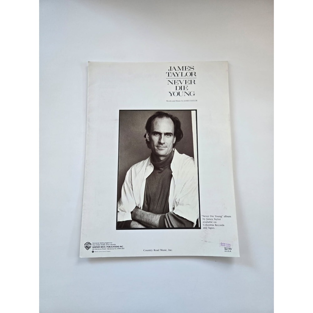 James Taylor "Never Die Young" Sheet Music Book 1988.